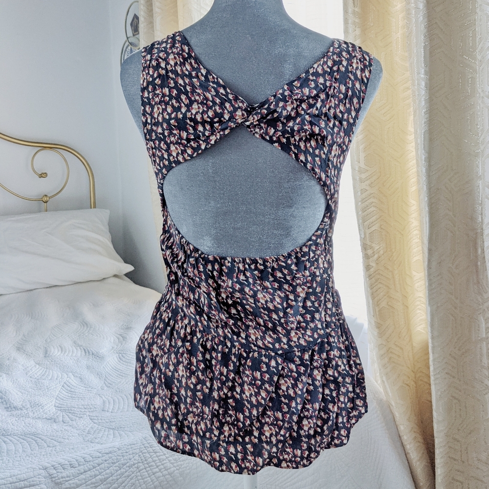 Zara silk open back floral print cami top